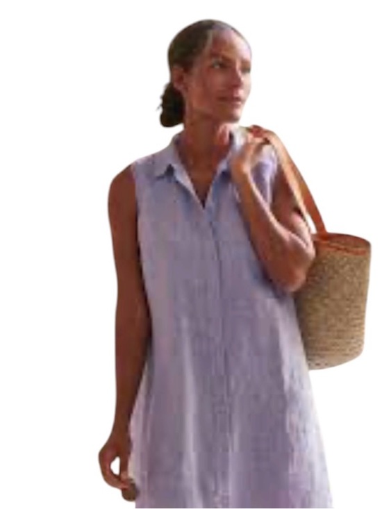 Garnet Hill Dresses & Skirts - Garnet Hill Sleeveless Lavender Linen Shirt Dress
